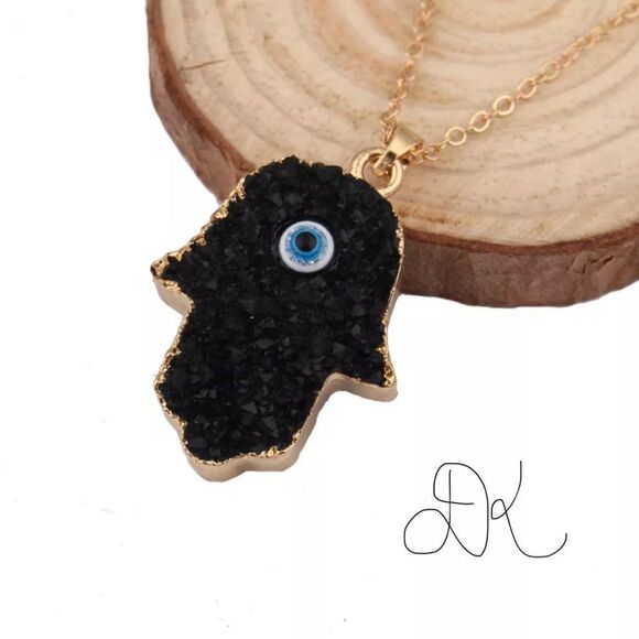 BLACK PALM EVIL EYE NECKLACE - Picture 8 of 11